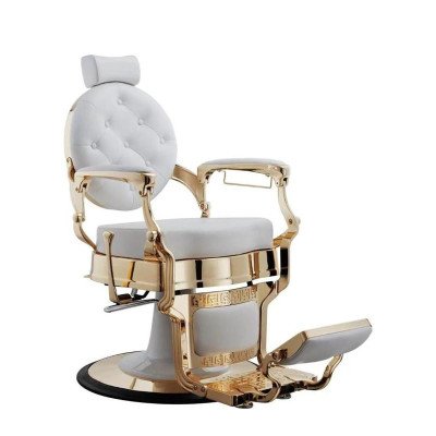 Sedia da barbiere vintage bianca e oro - BarberShop | Mobila Créations Sedia da barbiere vintage bianca e oro - BarberShop | Mobila Créations