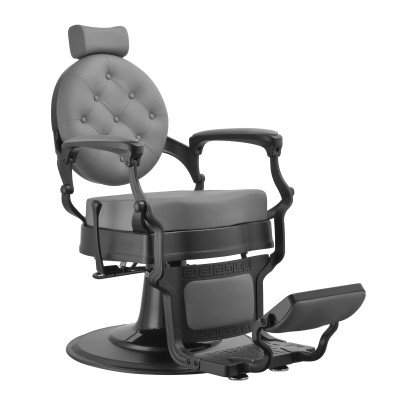 Vintažinė pilkos ir juodos spalvos kirpėjo kėdė - BarberShop | Mobila Créations