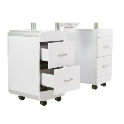 TEZA Γυάλινο τραπέζι μανικιούρ με συρτάρια | Δημιουργίες Mobila