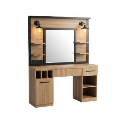 HEALY Kaptafel met spiegel voor kappers, van licht hout | Mobila Créations
