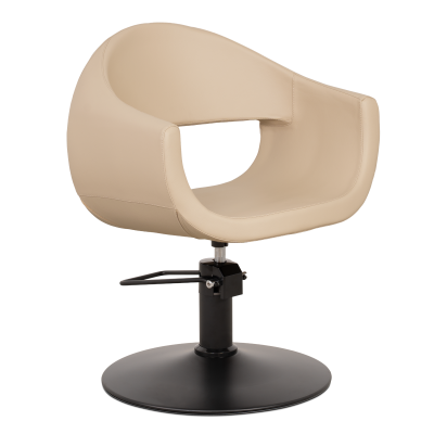 Poltrona da parrucchiere LUNA CREAM con base rotonda nera | Mobila Créations