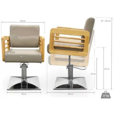BARK Friseurstuhl in Grau und Holz | Mobila Creations