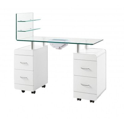 TEZA Table de Manucure en verre avec tiroirs | Mobila Créations TEZA Table de Manucure en verre avec tiroirs | Mobila Créations