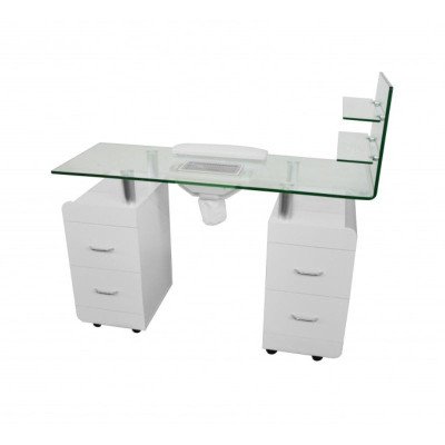TEZA Table de Manucure en verre avec tiroirs | Mobila Créations TEZA Table de Manucure en verre avec tiroirs | Mobila Créations