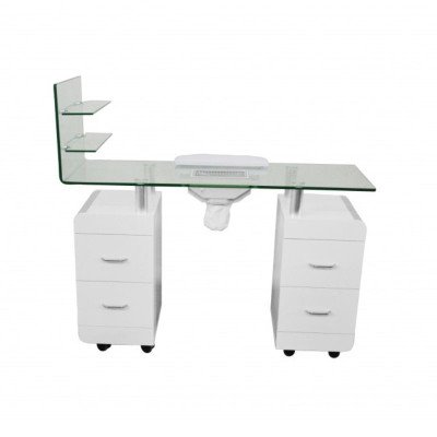 TEZA Table de Manucure en verre avec tiroirs | Mobila Créations TEZA Table de Manucure en verre avec tiroirs | Mobila Créations